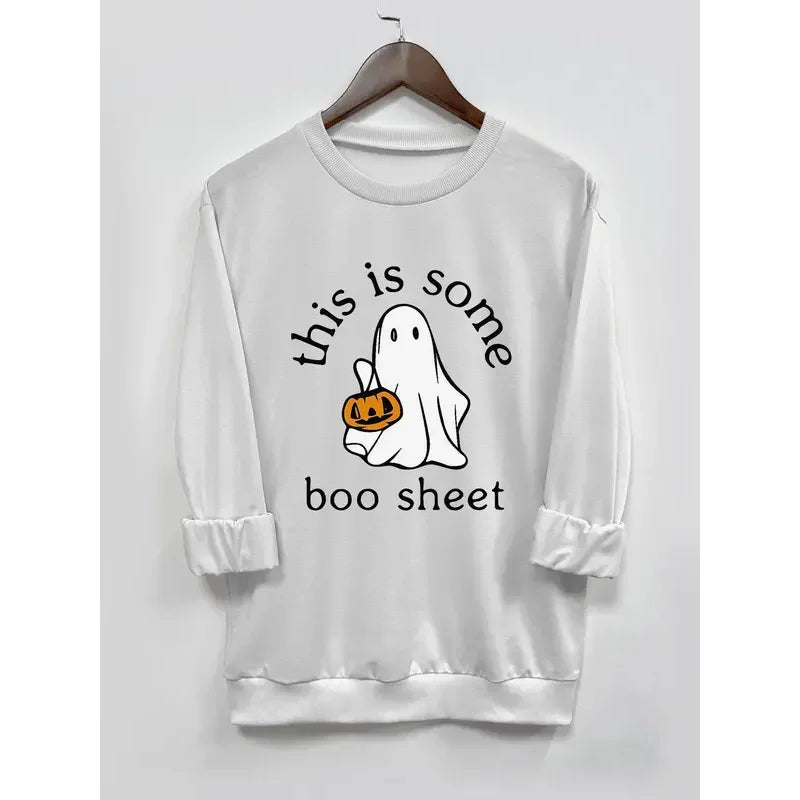 Halloween Ghost Print Pullover